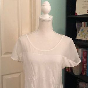 a.n.a blouse with semi sheer top and white bottom